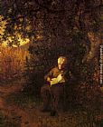 Eastman Johnson Canvas Paintings - A Quiet Hour